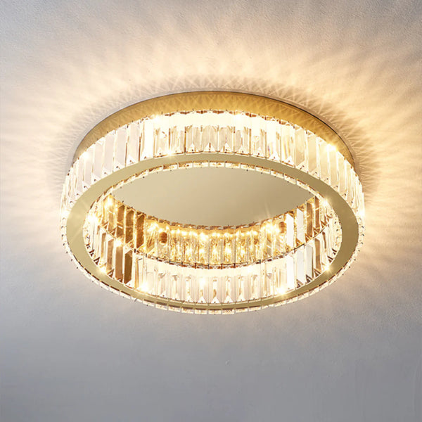Gold Round Crystal Ceiling Light