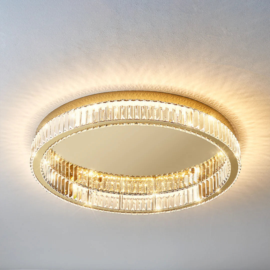 Gold Round Crystal Ceiling Light