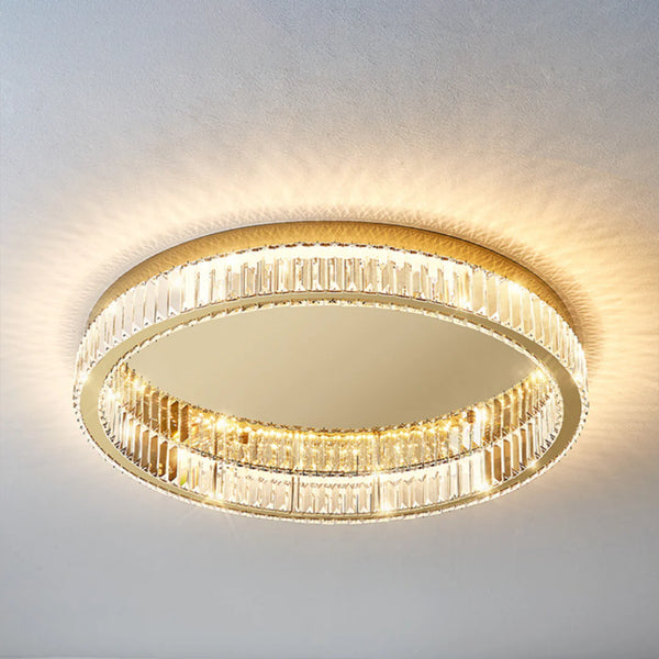 Gold Round Crystal Ceiling Light