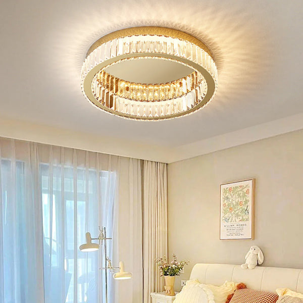 Gold Round Crystal Ceiling Light