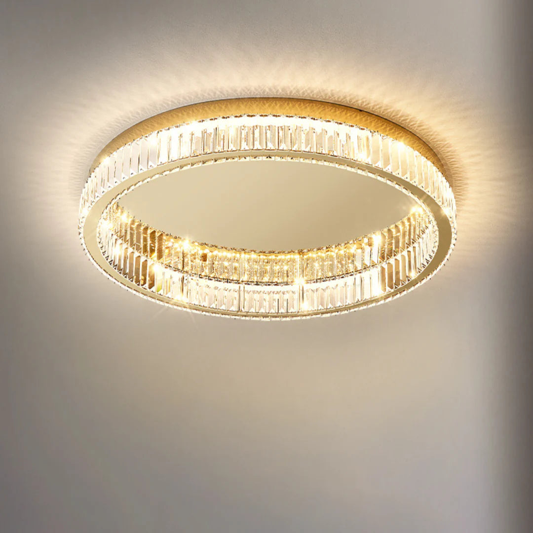 Gold Round Crystal Ceiling Light