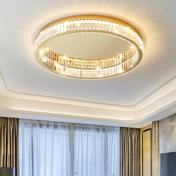 Gold Round Crystal Ceiling Light