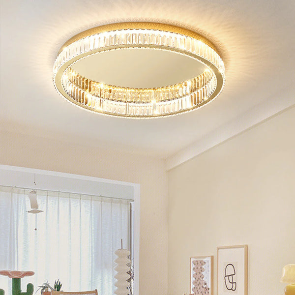 Gold Round Crystal Ceiling Light