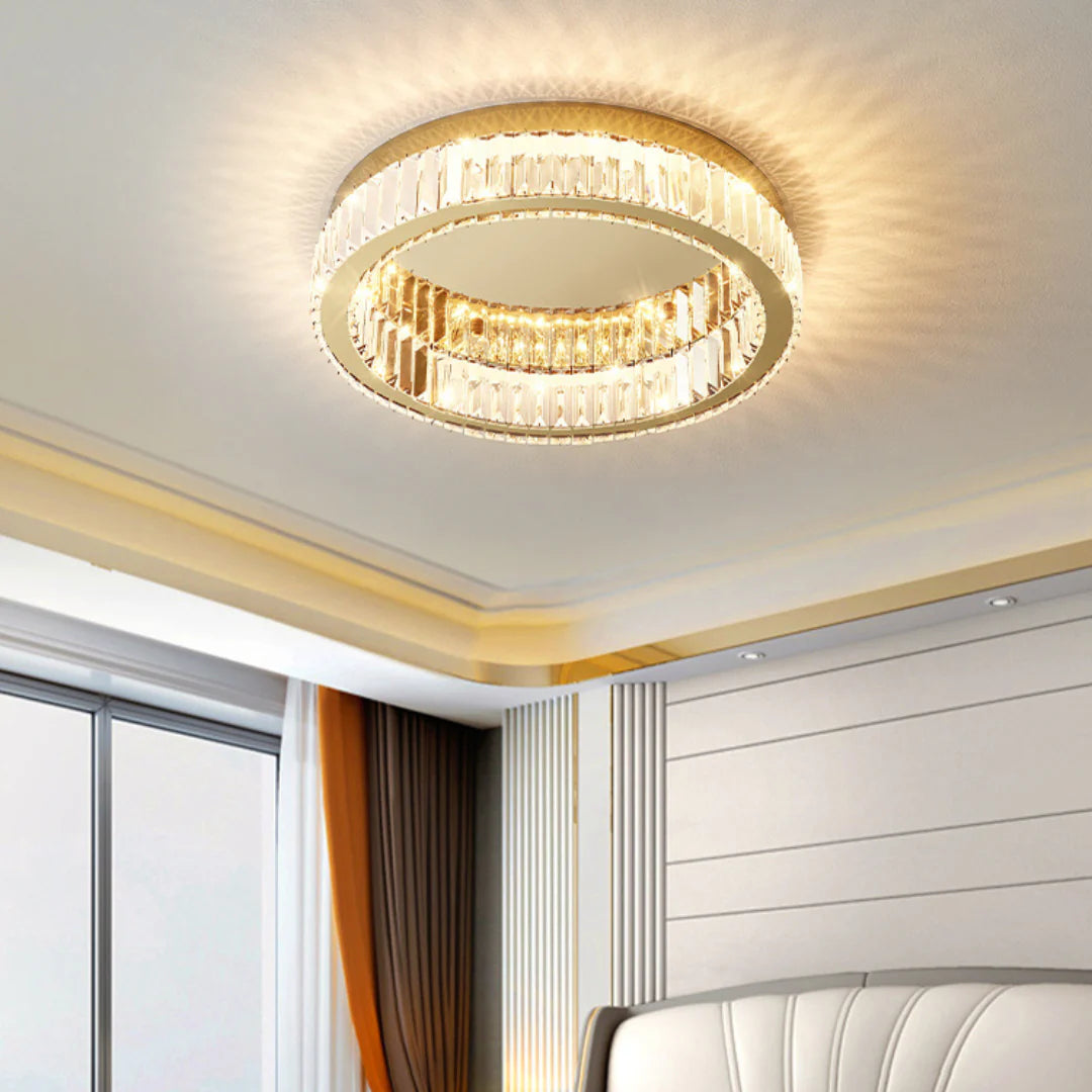 Gold Round Crystal Ceiling Light