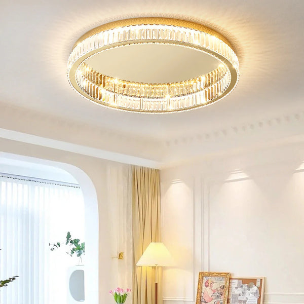 Gold Round Crystal Ceiling Light