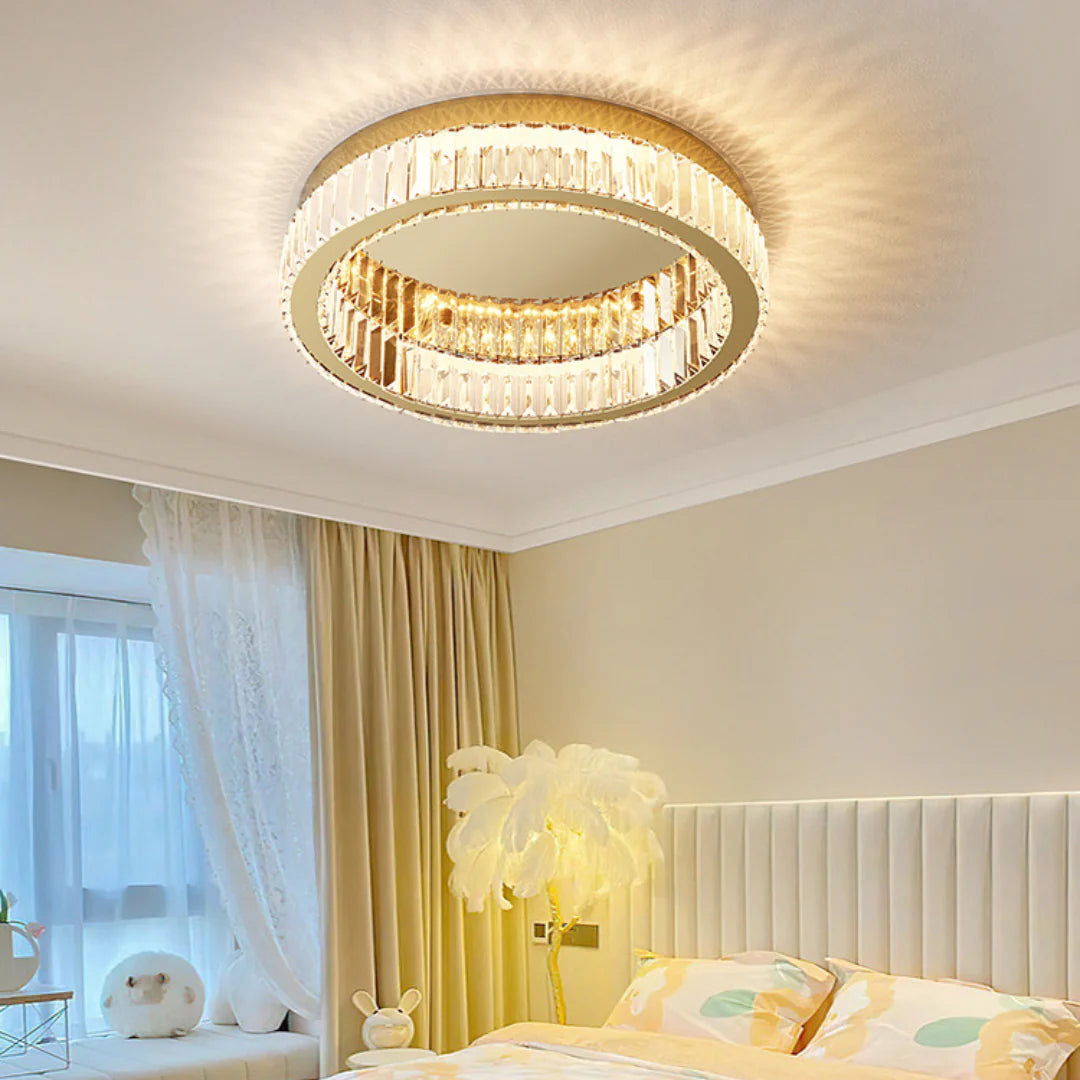 Gold Round Crystal Ceiling Light