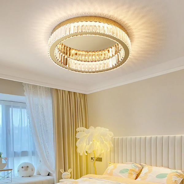 Gold Round Crystal Ceiling Light