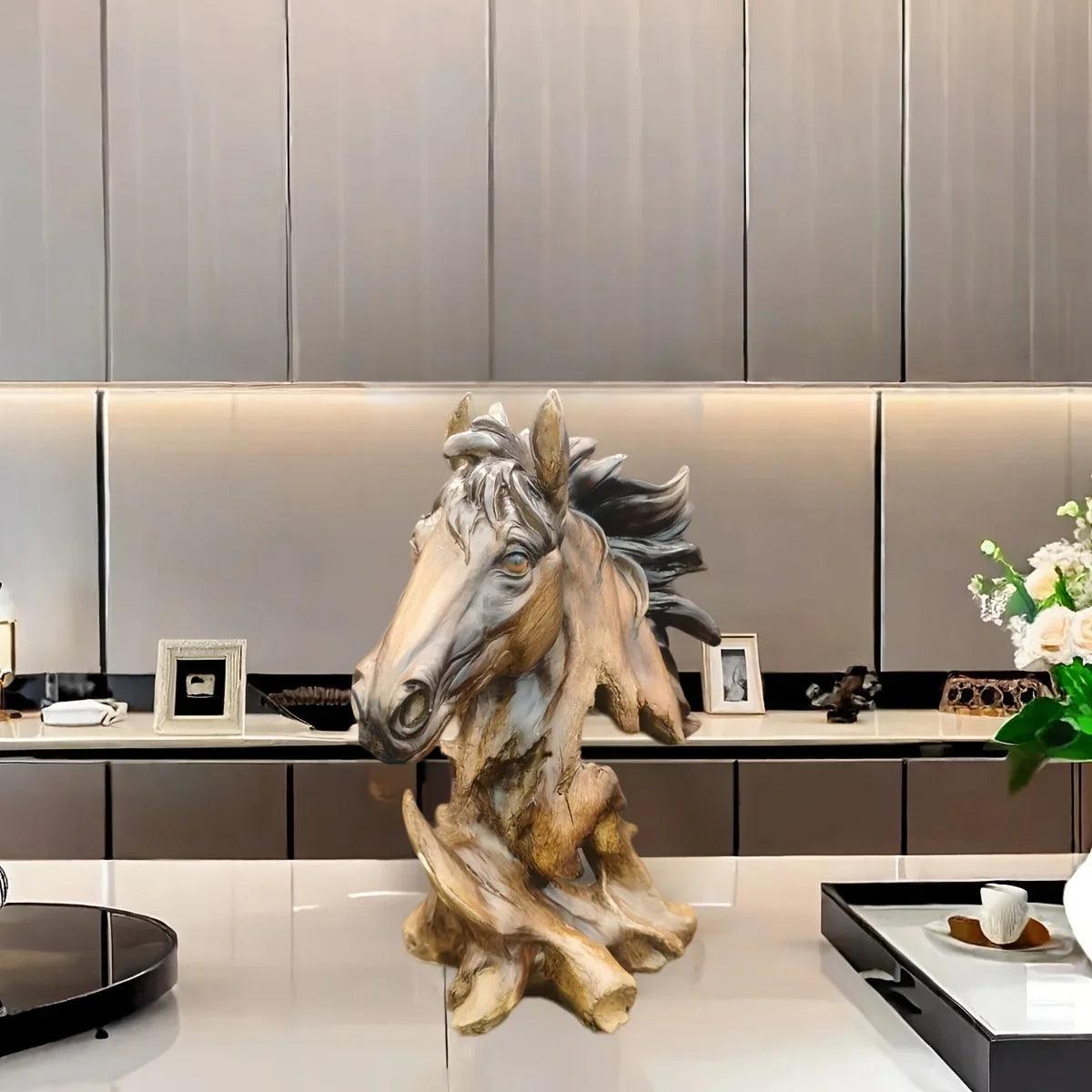 Modern Running Horse Head Sculpture Decorative Table Accent