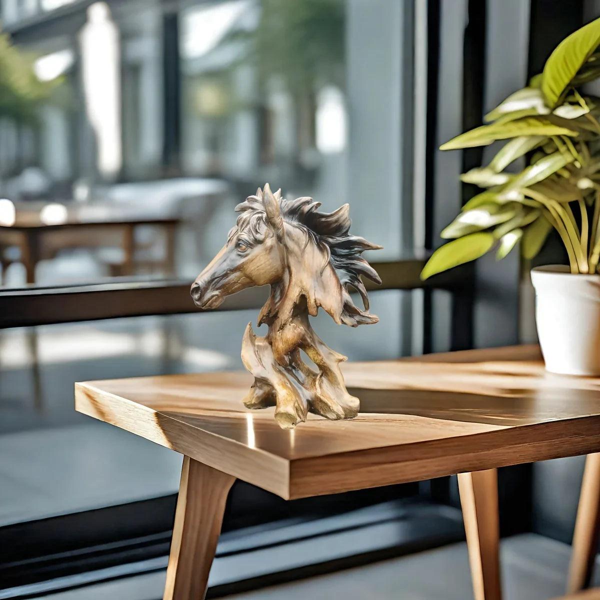 Modern Running Horse Head Sculpture Decorative Table Accent