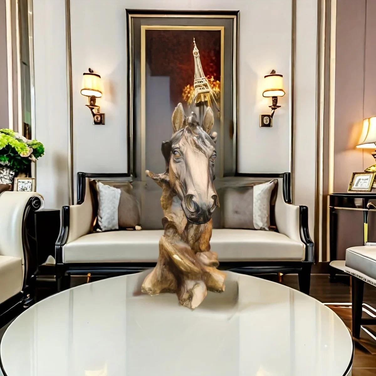 Modern Running Horse Head Sculpture Decorative Table Accent