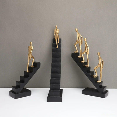 Modern Staircase Climbing Human Sculpture for Home Decor