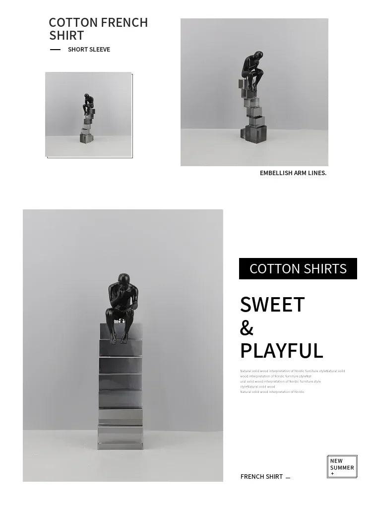 Modern Thinker Sculpture on Geometric Pedestal for Luxury Home Decor
