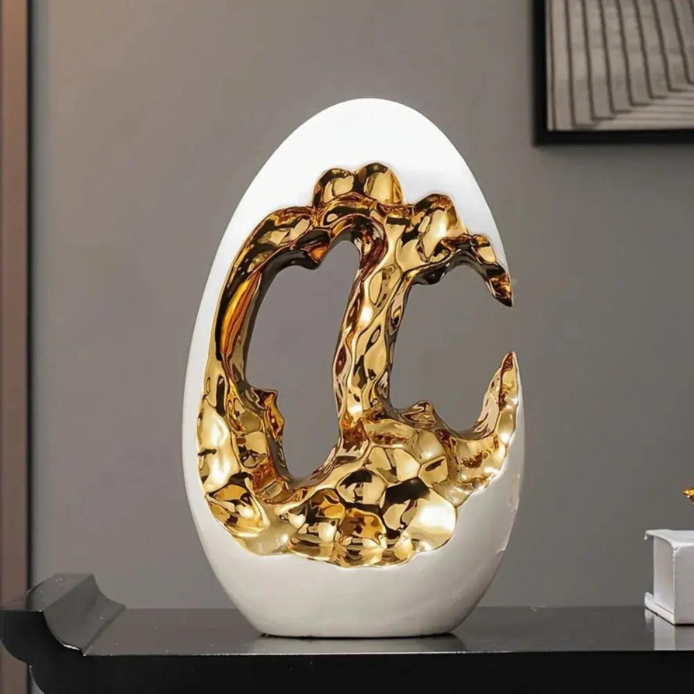 Modern White Figurine with Gold Accents for Your Stylish Home