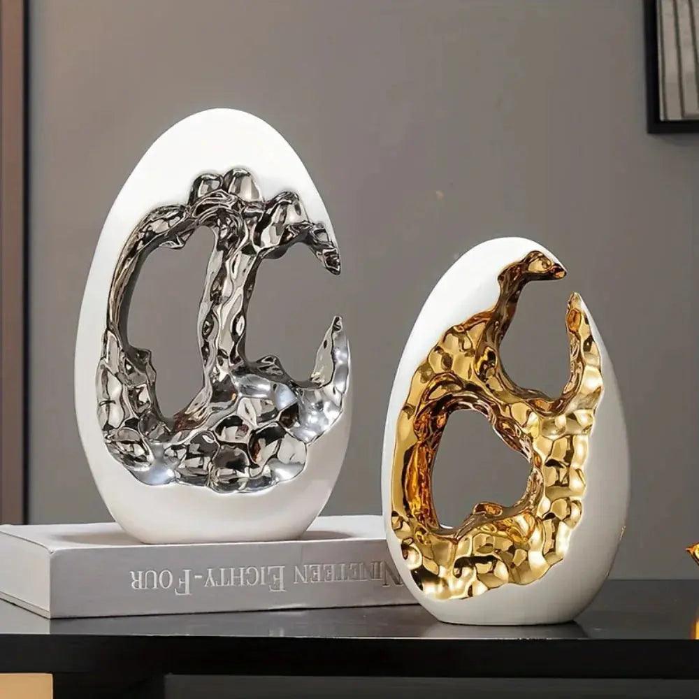 Modern White Figurine with Gold Accents for Your Stylish Home