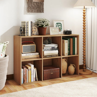 Modern 6-Cube Bookcase with Anti-tipping Kits for Bedroom Living Room-Natural