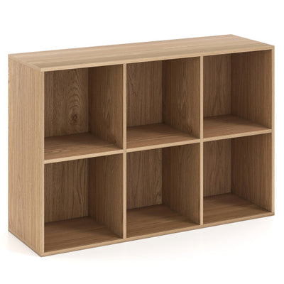 Modern 6-Cube Bookcase with Anti-tipping Kits for Bedroom Living Room-Natural