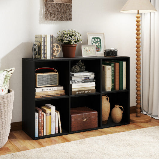 Modern 6-Cube Bookcase with Anti-tipping Kits for Bedroom Living Room-Black
