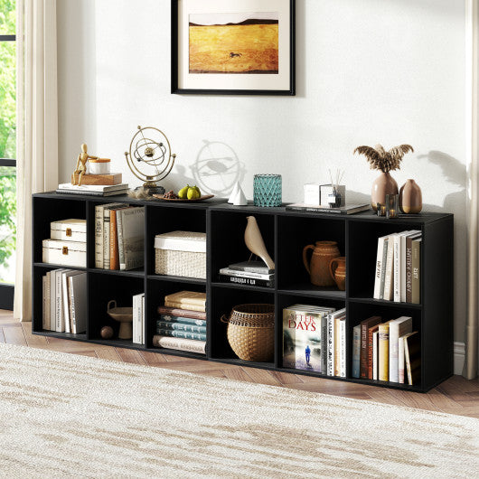 Modern 6-Cube Bookcase with Anti-tipping Kits for Bedroom Living Room-Black
