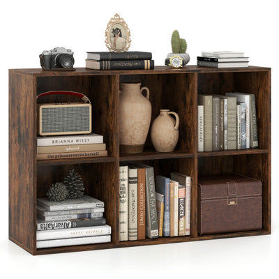 Modern 6-Cube Bookcase with Anti-tipping Kits for Bedroom Living Room-Rustic Brown