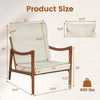 Modern Accent Chair with Solid Rubber Wood Faux Leather Upholstered Armchair-White - White
