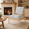 Modern Accent Chair with Rubber Wood Armrests and Legs for Living Room-Natural
