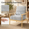 Modern Accent Chair with Rubber Wood Armrests and Legs for Living Room-Natural - Natural