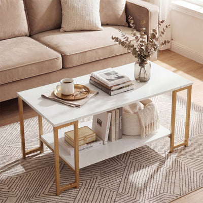 Modern Accent Table with Open Storage Shelf for Apartment and Lounge-White