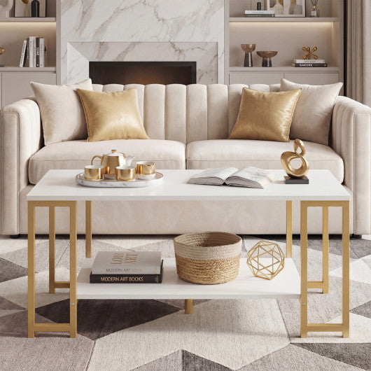 Modern Accent Table with Open Storage Shelf for Apartment and Lounge-White