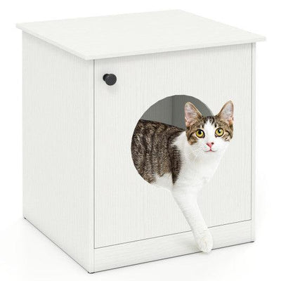 Modern Cat Litter Box Enclosure for Small to Large Cats-White