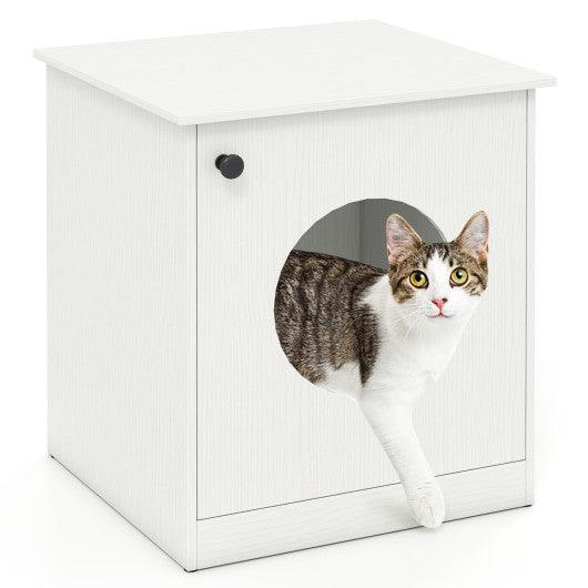 Modern Cat Litter Box Enclosure for Small to Large Cats-White