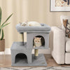 Modern Cat Tree Space-saving Cat Tower with Upholstered Perch and 2 Cat Condos-Gray