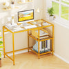 Modern Console Table with 2 Open Shelves and Metal Frame-Golden