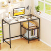 Modern Console Table with 2 Open Shelves and Metal Frame-Black