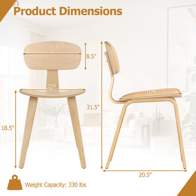 Modern Dining Chair Set of 4 with Wide Seat-Natural