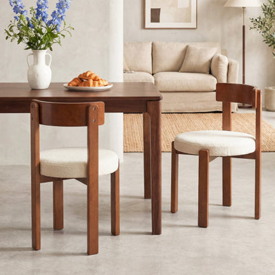 Modern Dining Chairs Set of 2 with Solid Rubber Wood Legs-Brown