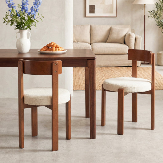 Modern Dining Chairs Set of 2 with Solid Rubber Wood Legs-Brown