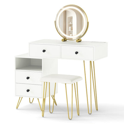 Modern Dressing Table with Storage Cabinet-Off white