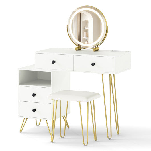 Modern Dressing Table with Storage Cabinet-Off white