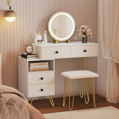 Modern Dressing Table with Storage Cabinet-Off white