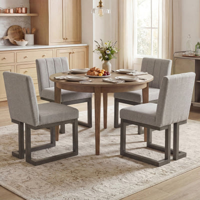 Modern Farmhouse Fabric Dining Chairs Set of 4 with 5.5