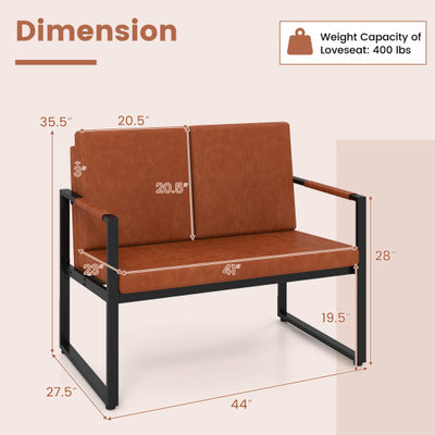 Modern Loveseat Sofa 2 Seater Small Couch-Brown