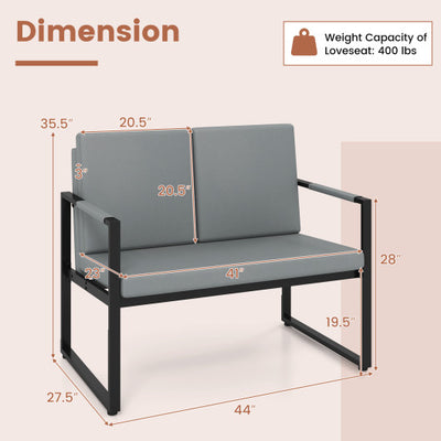 Modern Loveseat Sofa 2 Seater Small Couch-Gray