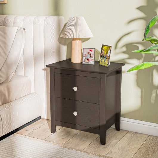 Modern Nightstand with 2 Drawers for Small Spaces-Brown