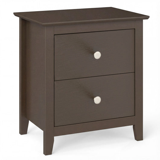 Modern Nightstand with 2 Drawers for Small Spaces-Brown