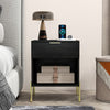 Modern Nightstand with Charging Station-Black