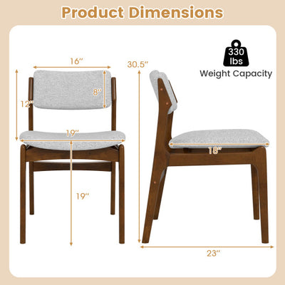Modern Padded Dining Chairs with Rubber Wood Legs Set of 4-Brown