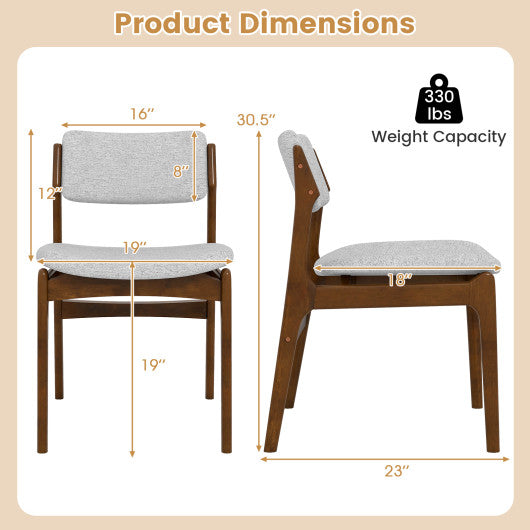 Modern Padded Dining Chairs with Rubber Wood Legs Set of 4-Brown