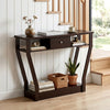 Modern Sofa Accent Table with Drawer-Brown