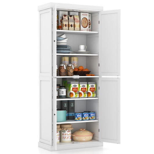 72.5 Inches Tall Buffet Cabinet with 6-Tier Shelves and 4 Doors-White
