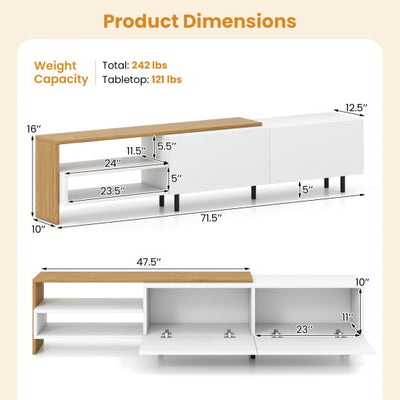 Modern TV Stand for 80 Inches TVs with Storage Shelves and Cabinets-White